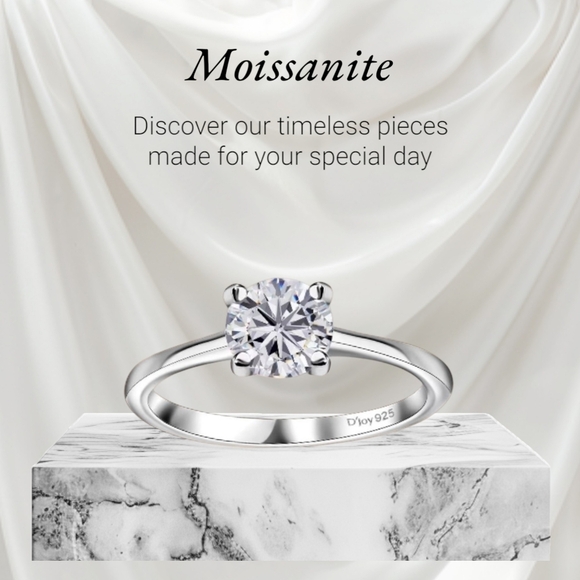 Artisan ✦ Moissanite Ring & Pendant Set ✦ 1.90ctw Rhodium Over Sterling Size 5 - Picture 5 of 14